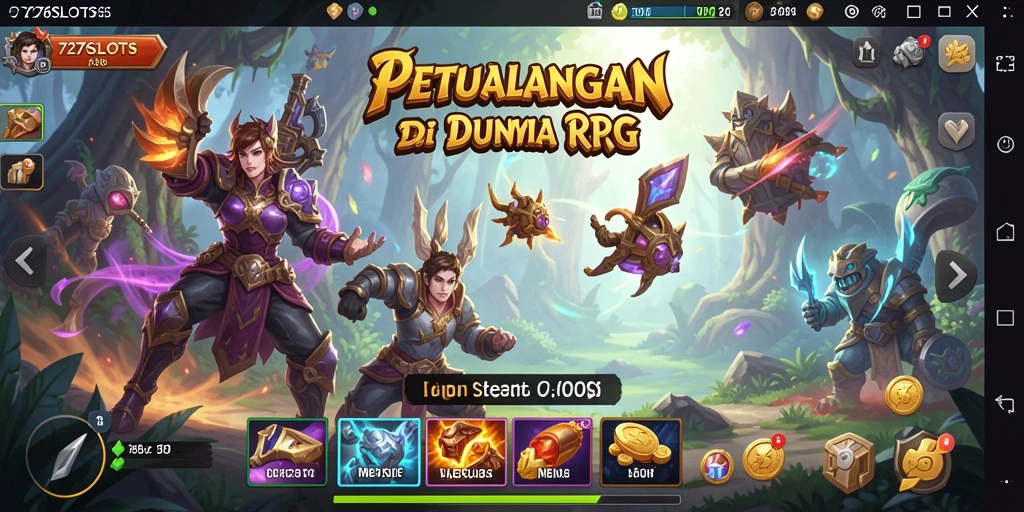 Screenshot gameplay 7276SLOTS yang menampilkan pertarungan RPG seru.