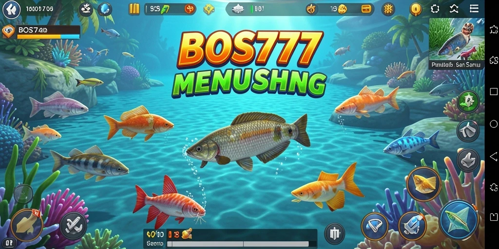 Tampilan gameplay memancing yang seru dan mendebarkan di BOS777.