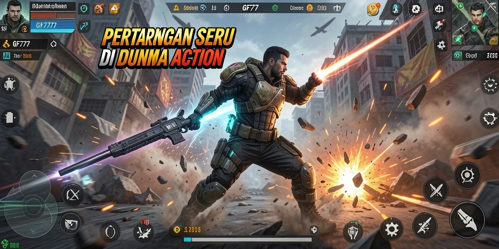 Tampilan gameplay seru dalam GF777 dengan karakter dan aksi mendebarkan.