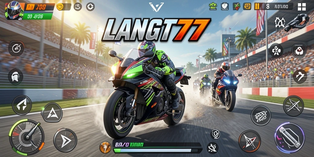 Tampilan seru dari gameplay balapan motor LANGIT77.
