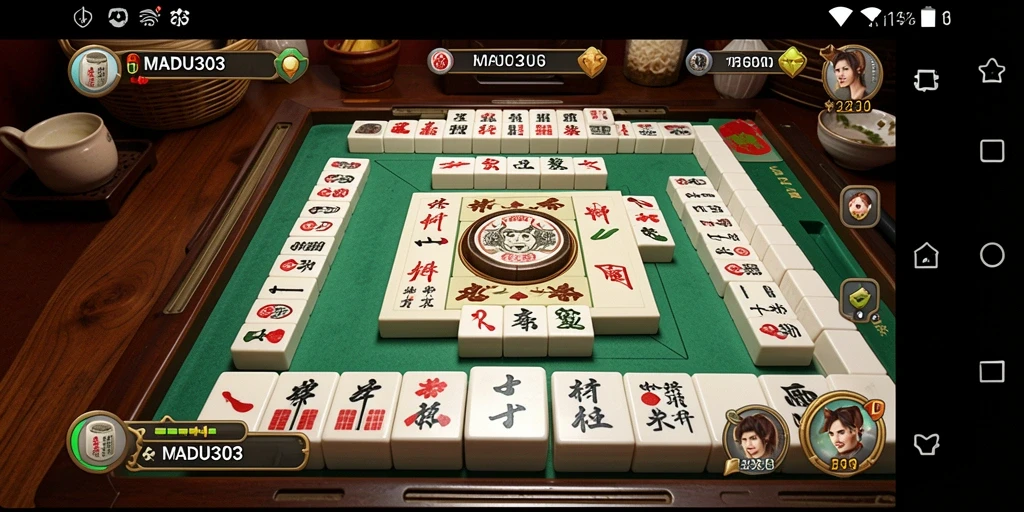 Screenshot gameplay MADU303 menampilkan aksi mencocokkan ubin Mahjong yang seru.