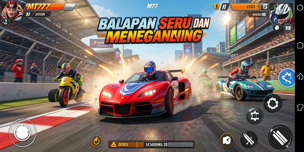 Screenshot gameplay MT777 menampilkan aksi balap yang seru dan mendebarkan.