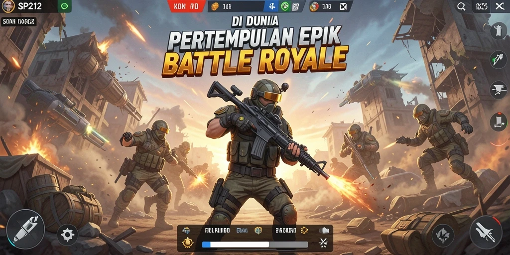 Tampilan gameplay SP212 yang seru dalam pertempuran Battle Royale.