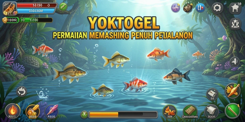 Tampilan gameplay seru YOKTOGEL dengan ikan dan latar belakang yang menawan.